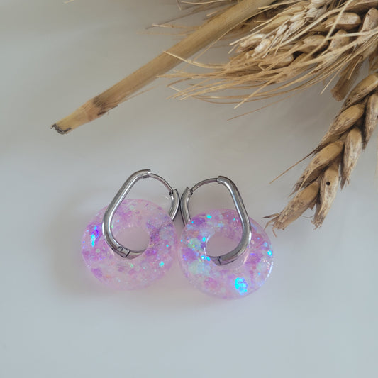 ..Boucles en résine | Donuts Rose Pastel