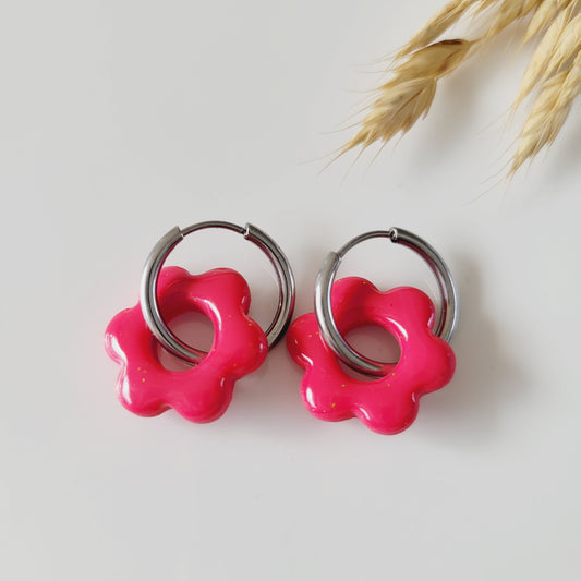 Boucles argile polymère | Pampilles Floréa Rose