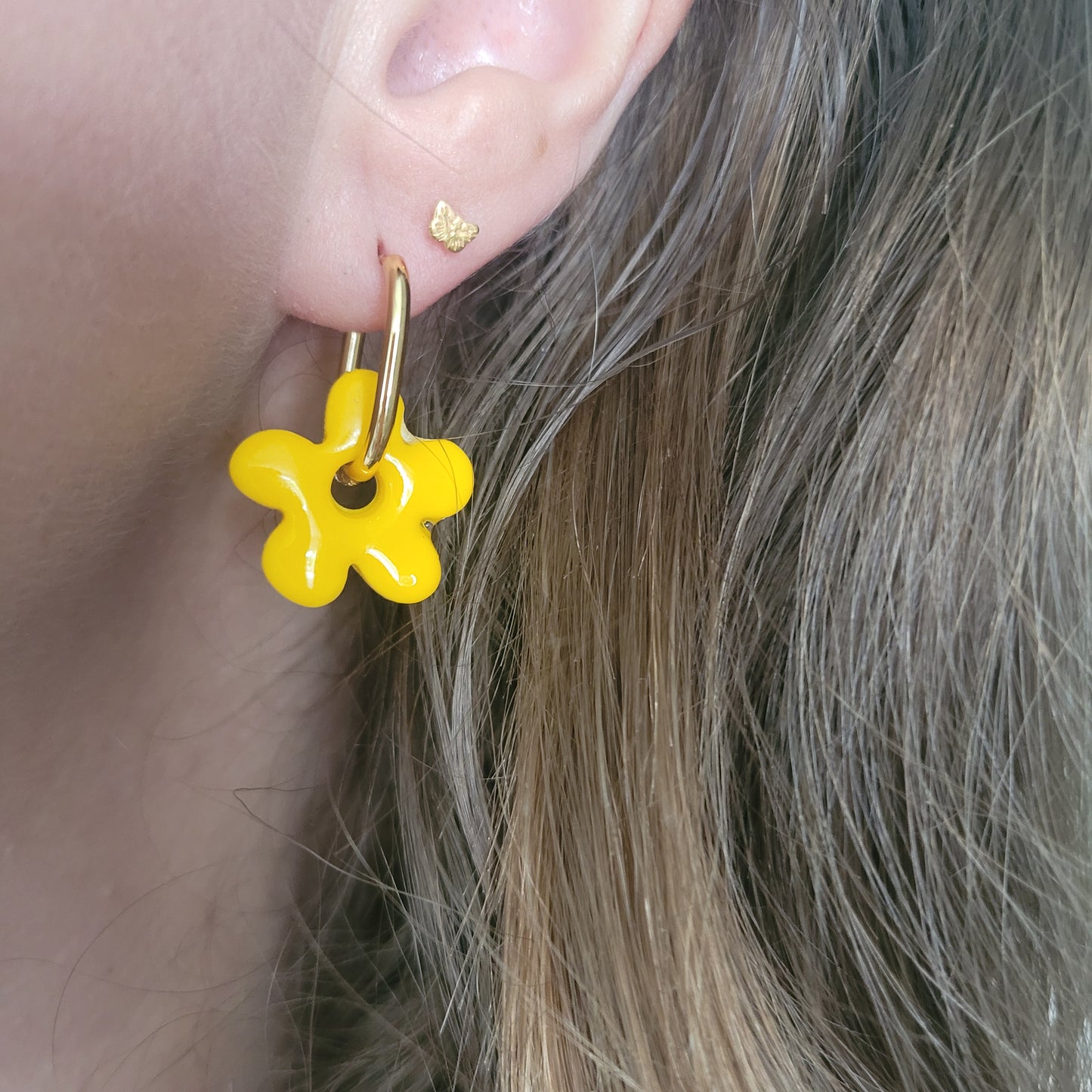 .Boucles argile polymère | Pampilles  Jaune