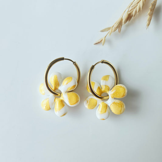 Boucles argile polymère | Pampilles Blanc et Or