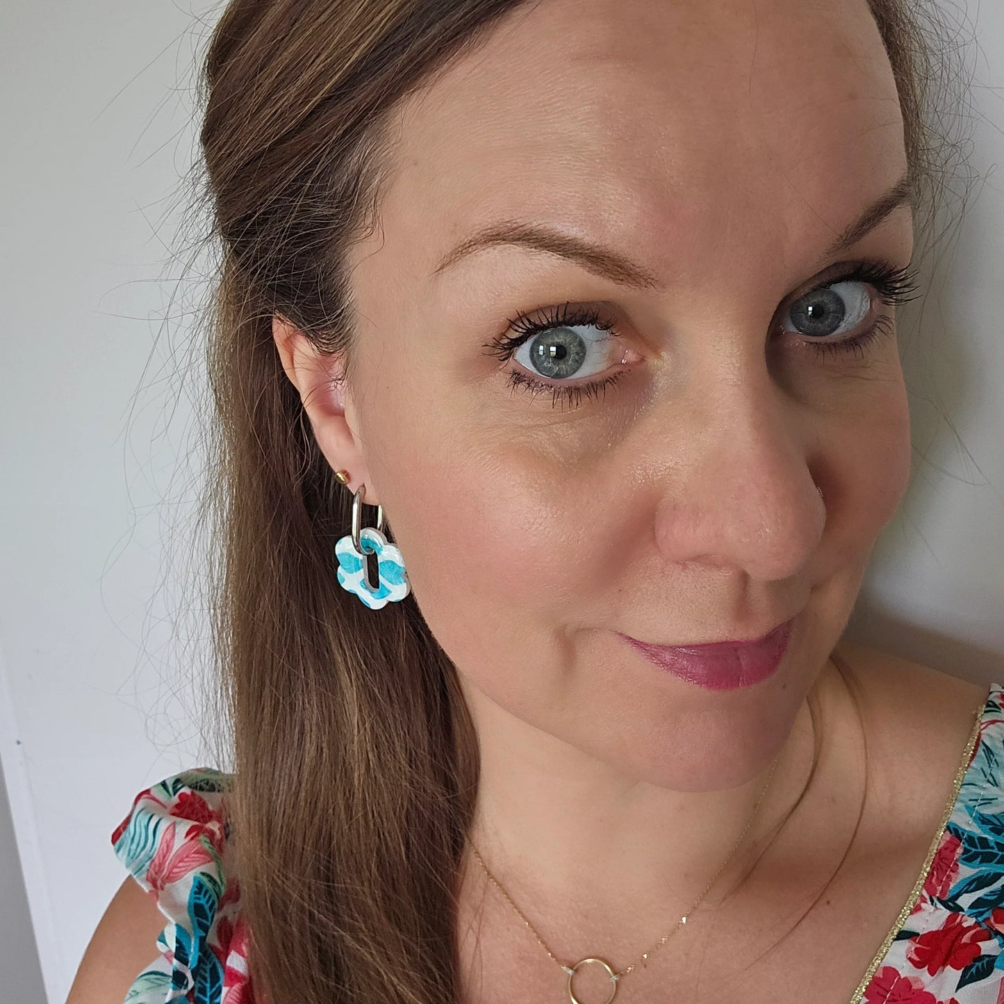 Polymer Clay Earrings | Bloomy Blue and White Tassels
