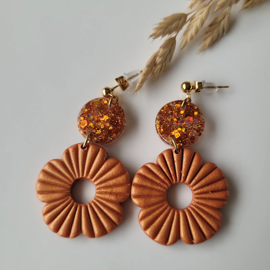 Boucles Duo Résine & Polymère | FloWer Cuivre - L'Atelier de MyMy