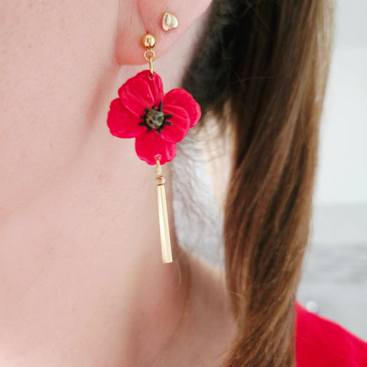 Boucles argile polymère | Coquelicots Or