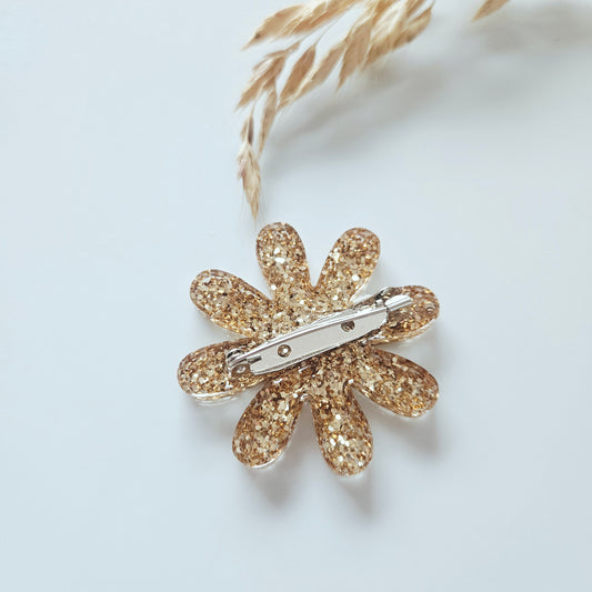 Broche en résine | Fleur Champagne