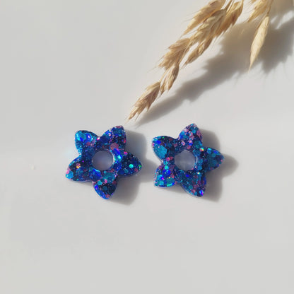Boucles en résine | Fleurs de Tiaré Bleu - L'Atelier de MyMy