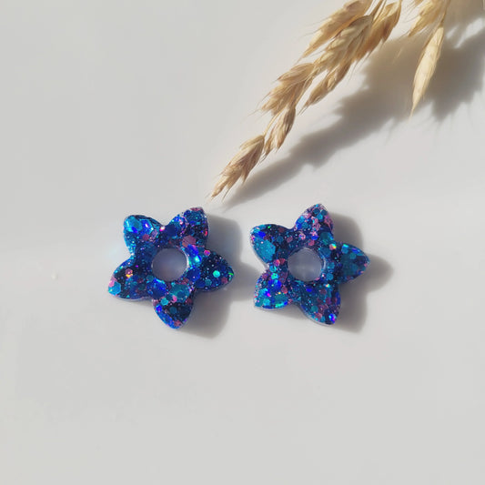 Boucles en résine | Fleurs de Tiaré Bleu - L'Atelier de MyMy