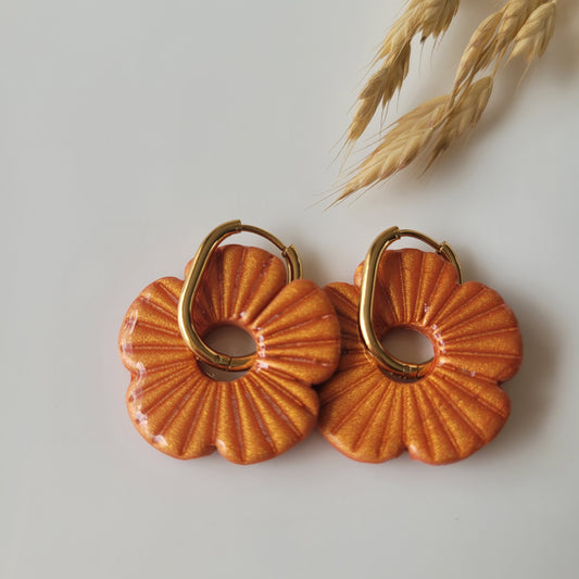 ..Boucles argile polymère | Flower Cuivre