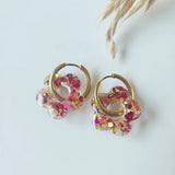 Boucles en résine | Fleurs Rose & Or