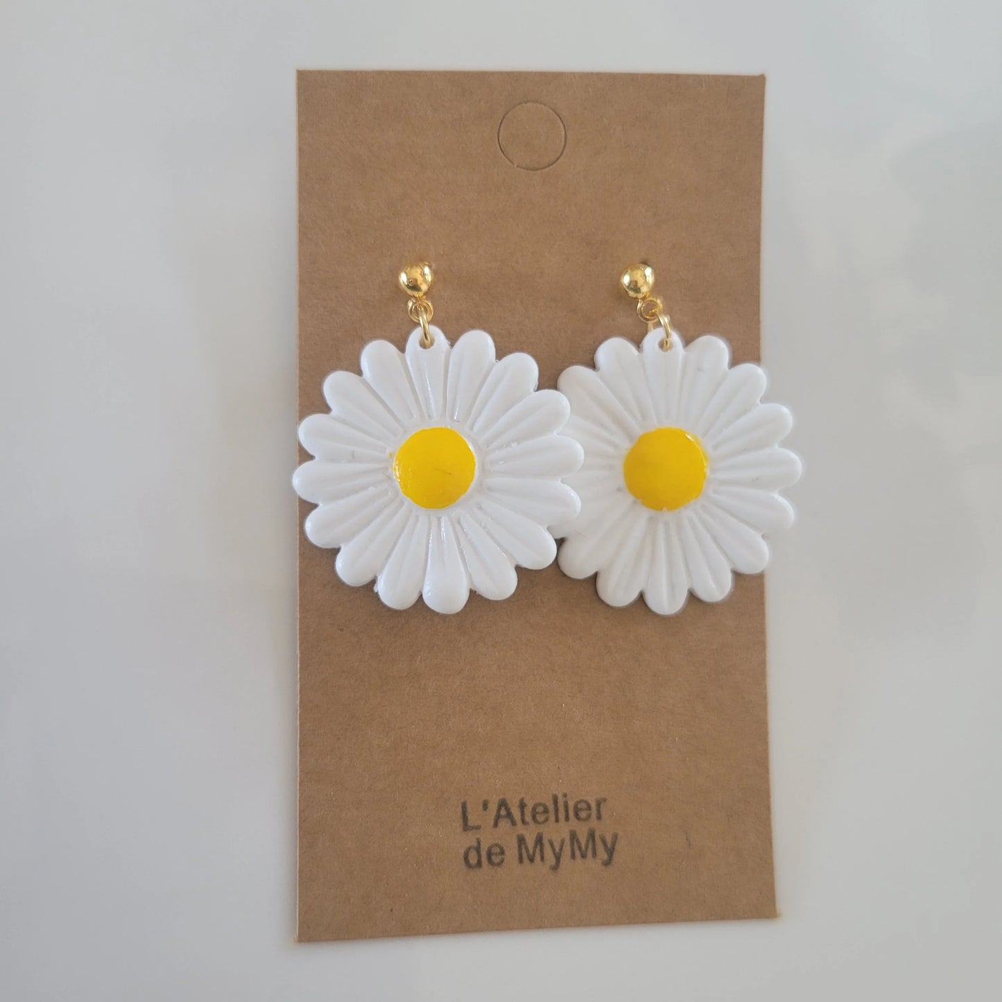 Boucles argile polymère | Marguerites - L'Atelier de MyMy