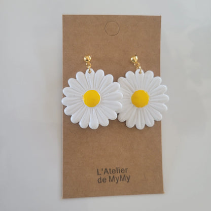 Boucles argile polymère | Marguerites - L'Atelier de MyMy