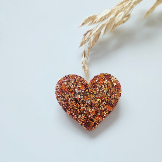 Broche en résine | Coeur Cuivré