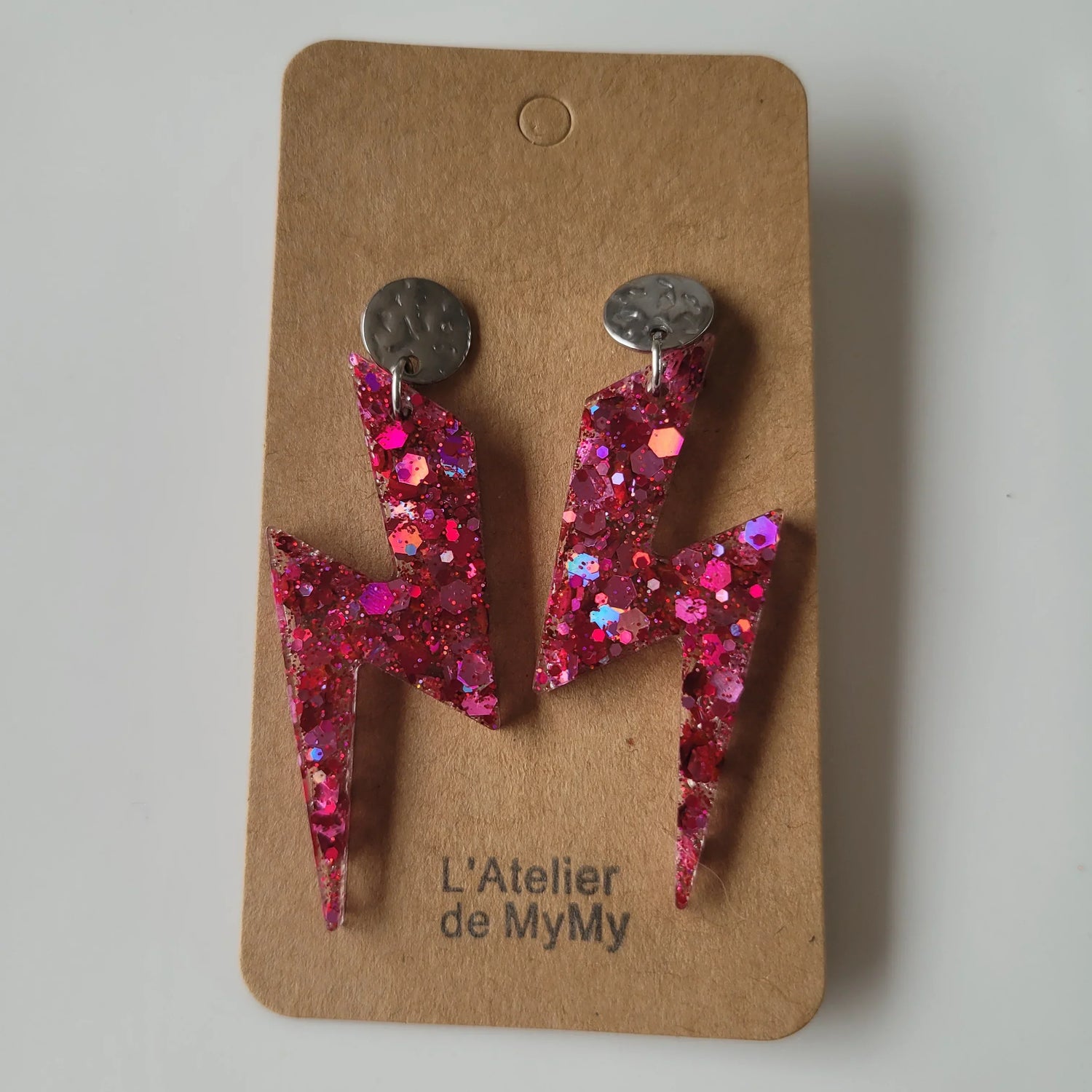 Boucles en résine | Éclairs Rose - L'Atelier de MyMy