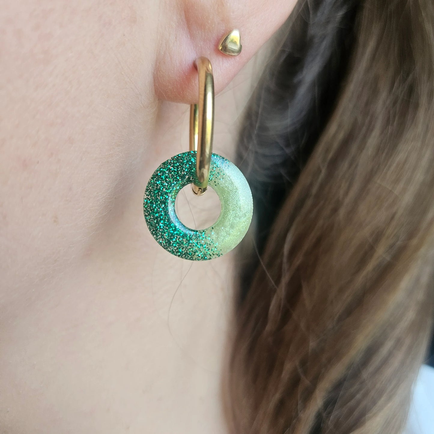 Boucles en résine | Donuts Citron Vert