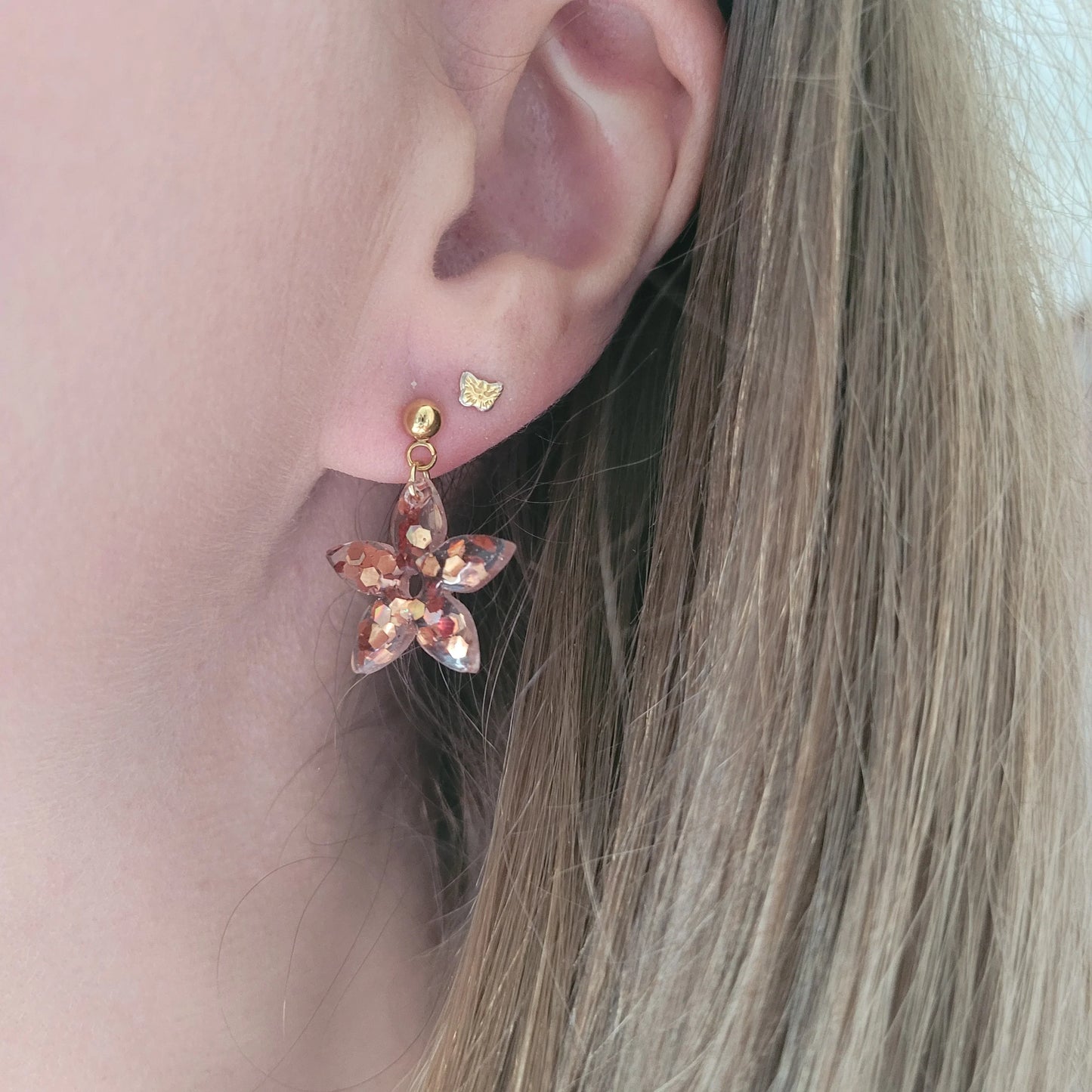 Boucles en résine | Fleurs de Jasmin Cuivrée - L'Atelier de MyMy