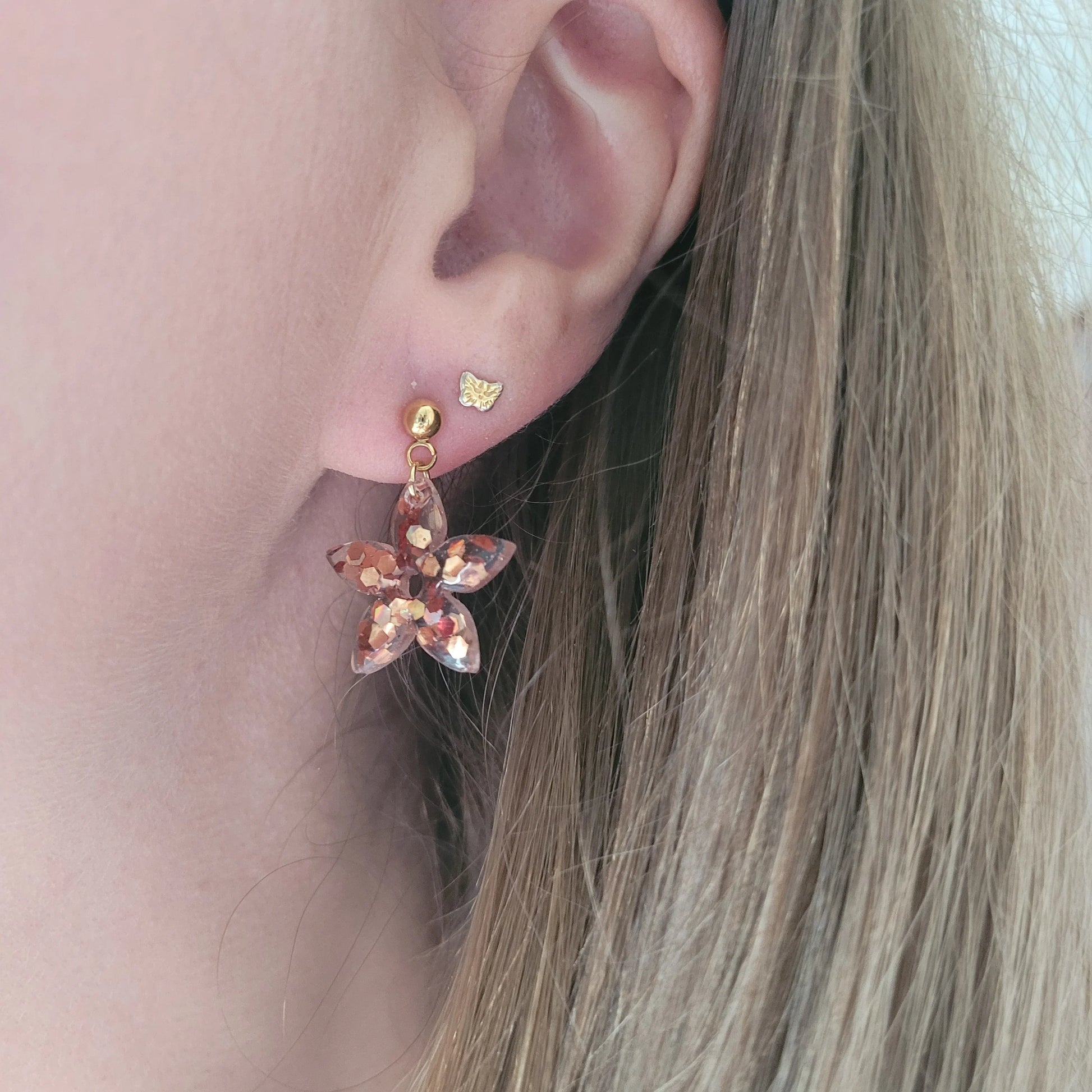 Boucles en résine | Fleurs de Jasmin Cuivrée - L'Atelier de MyMy