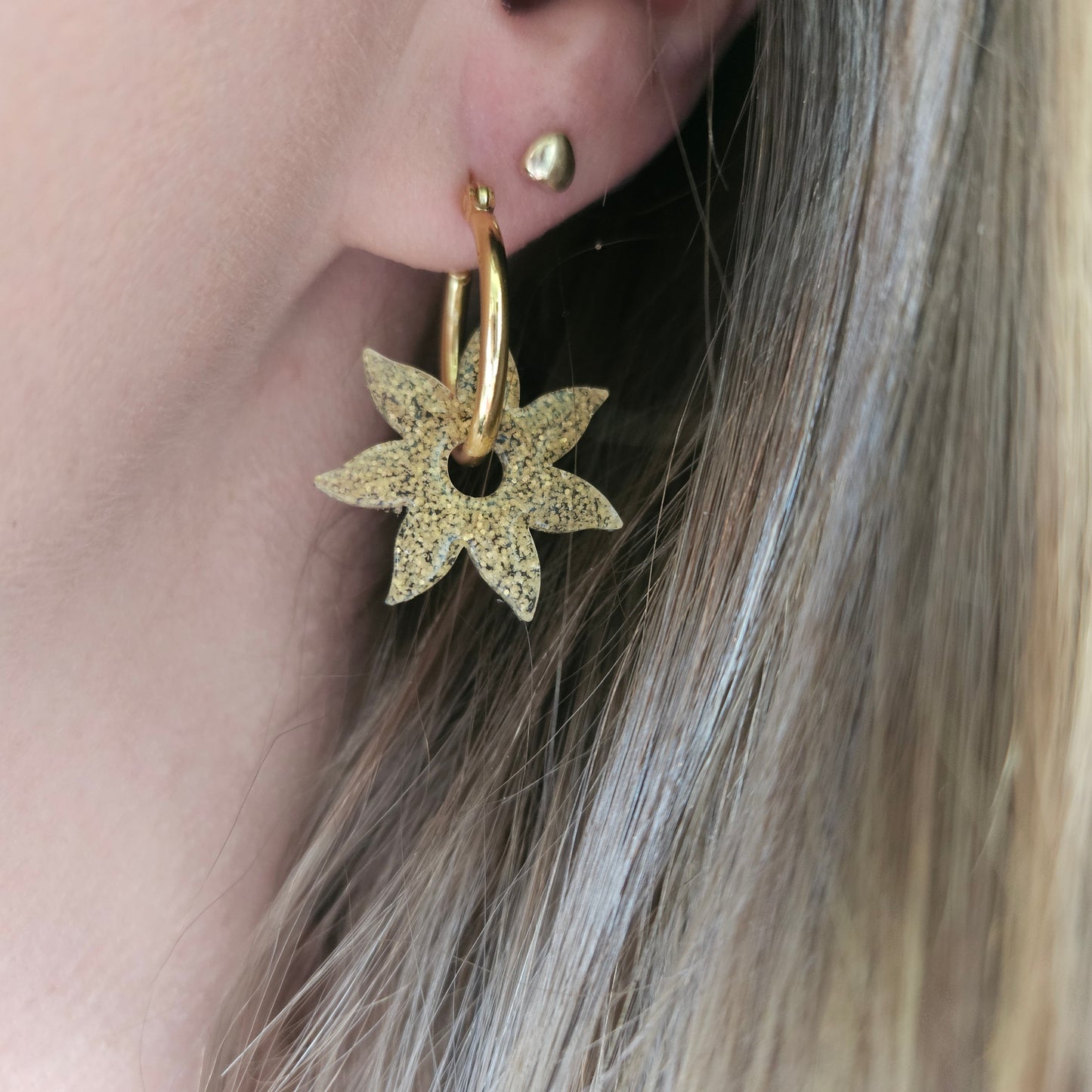 Boucles en résine | Soleil jaune