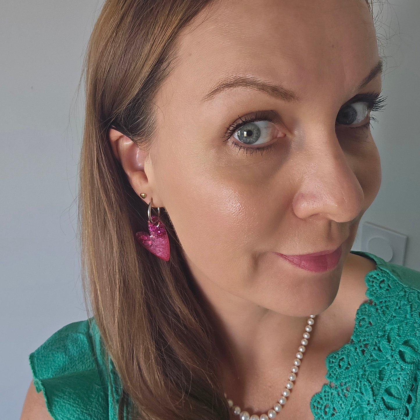Boucles en résine | Coeur Rose