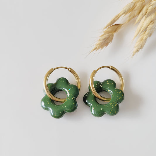 Boucles argile polymère | Pampilles Floréa Vert