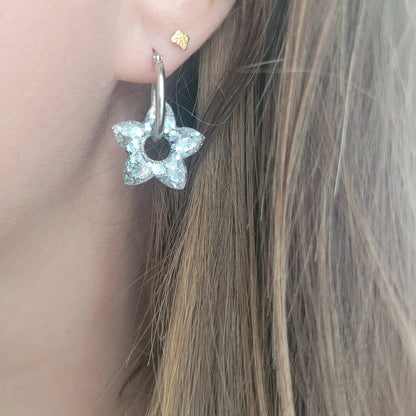 Boucles en résine | Fleurs de Tiaré Argent - L'Atelier de MyMy