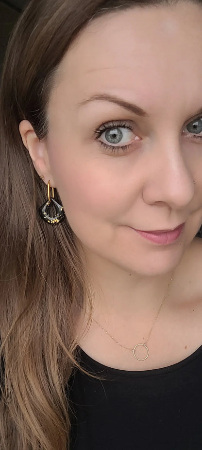 Boucles argile polymère | Aura Noir pailletée