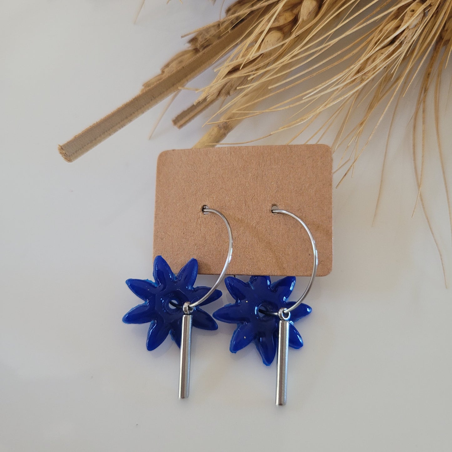 .Boucles argile polymère | Pampilles Étoilées Bleu
