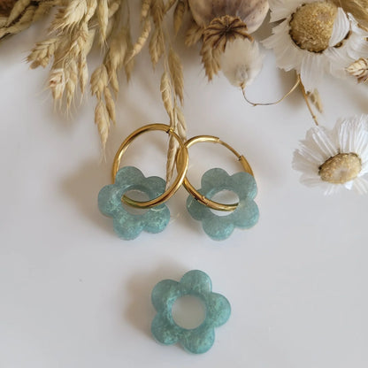 Boucles en résine | Fleurs Nacrées Vert - L'Atelier de MyMy