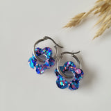 Boucles en résine | Fleurs Bleue et Rose