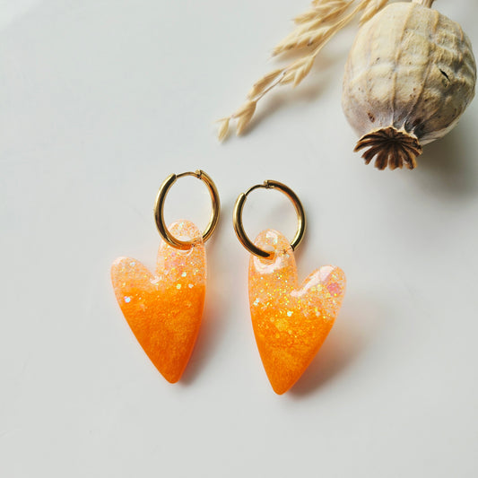 Boucles en résine | Coeur Orange