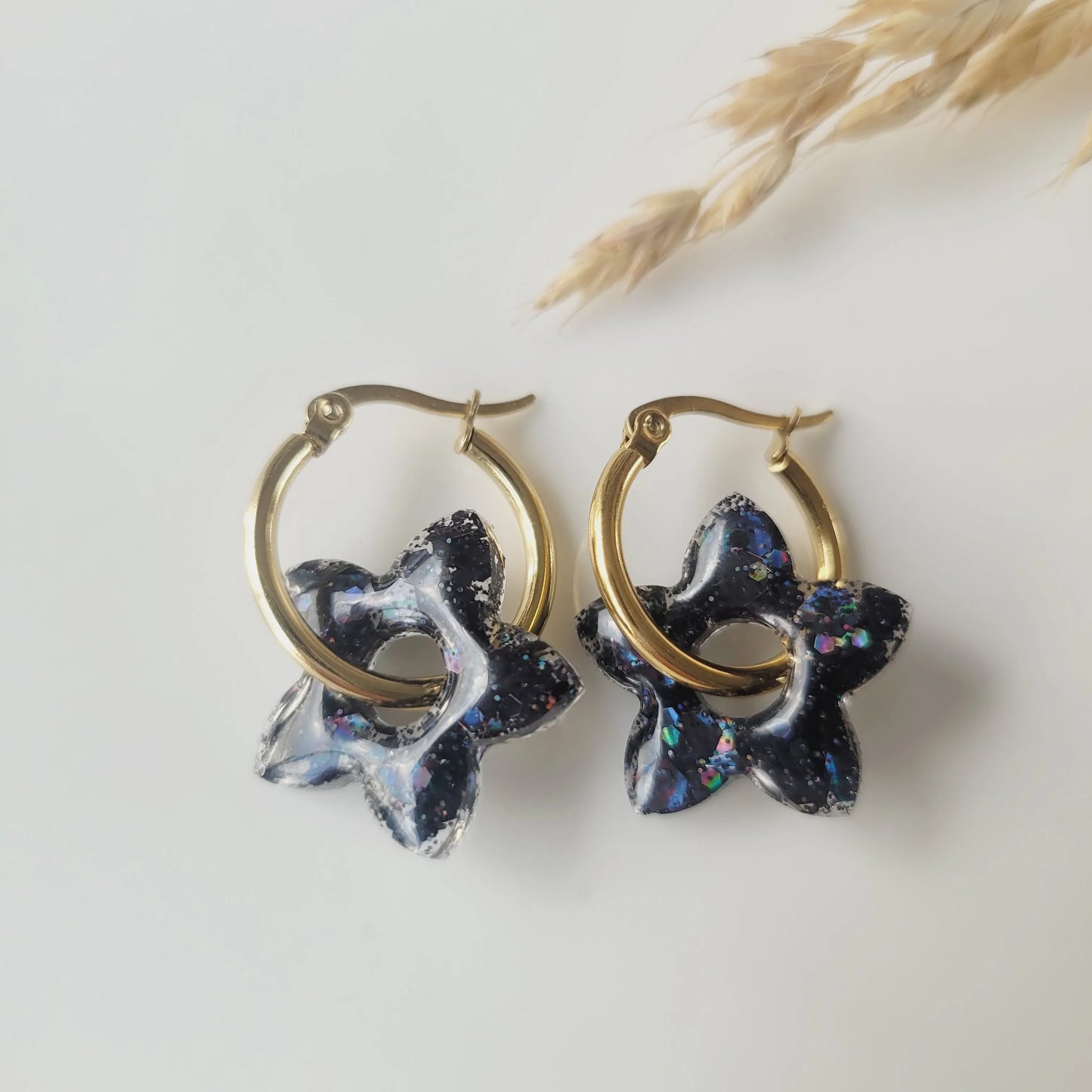 Boucles en résine | Fleurs de Tiaré Noir - L'Atelier de MyMy