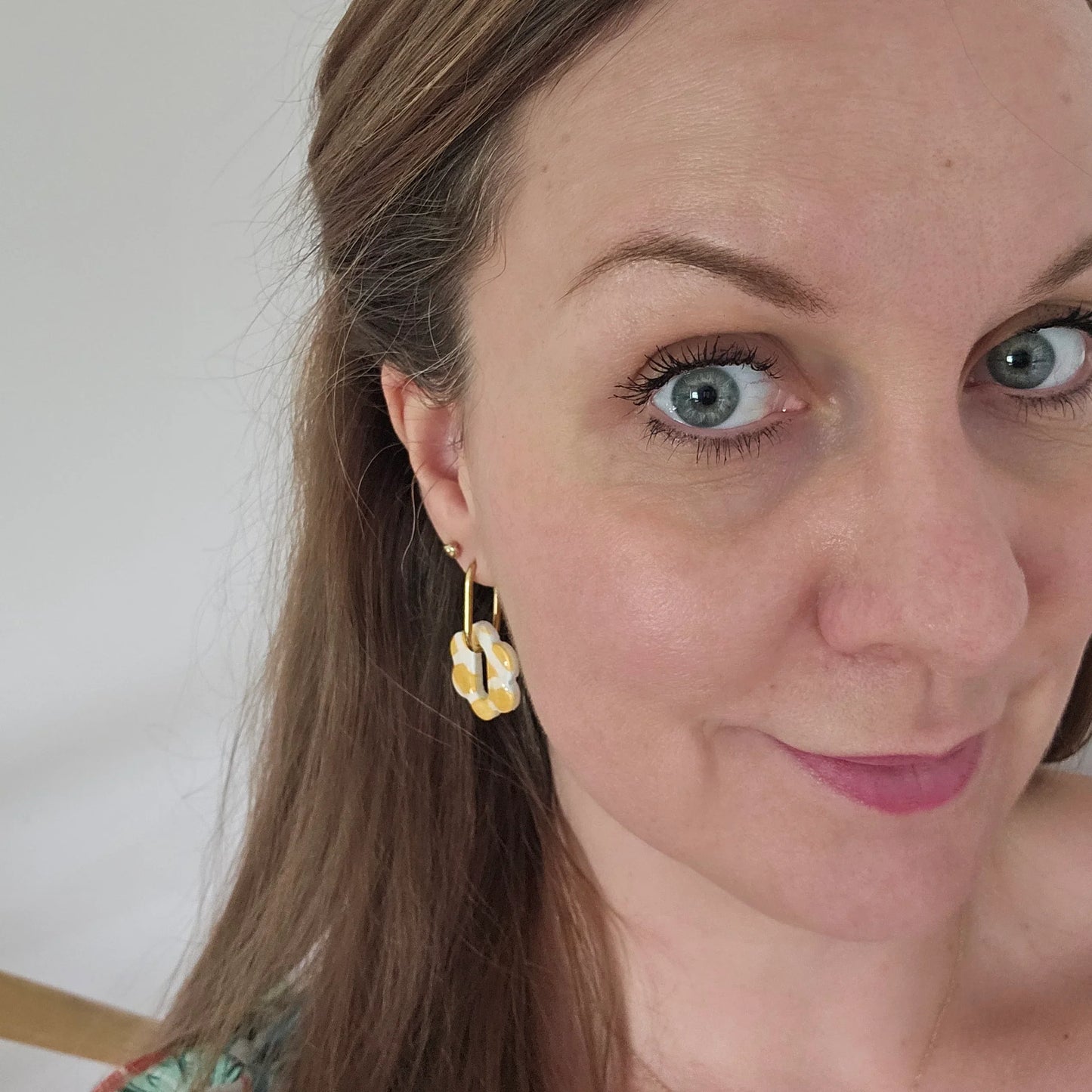 Polymer clay earrings | Bloomy White and Gold Tassels