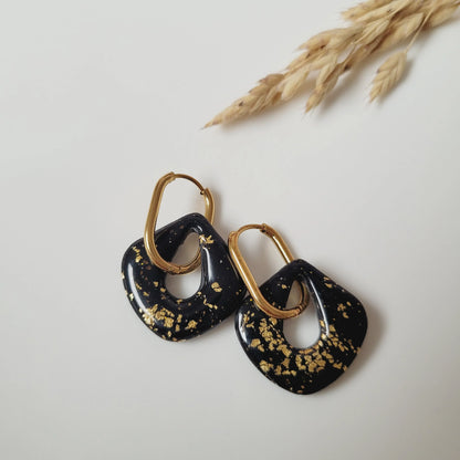 Boucles argile polymère | Aura Noir pailletée