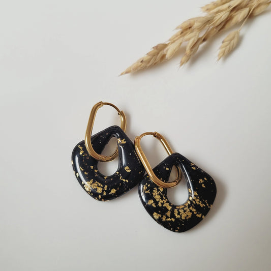 Boucles argile polymère | Aura Noir pailletée
