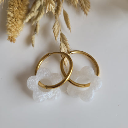 Boucles en résine | Fleurs Nacrées interchangeables ~ Au choix ~