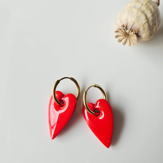 Boucles argile polymère | Coeur rouge