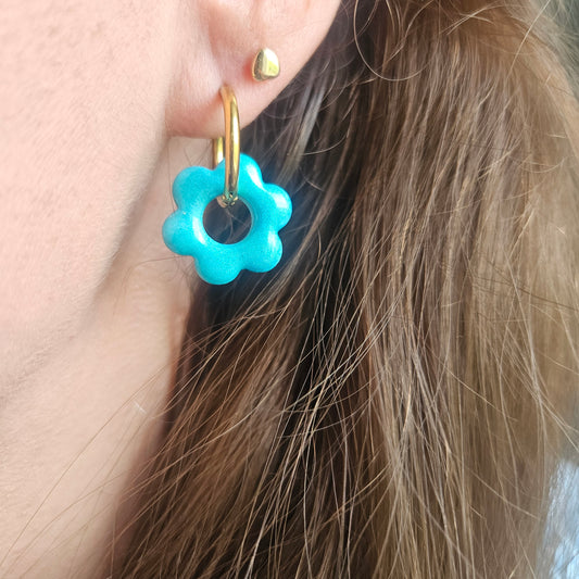 Boucles argile polymère | Pampilles Floréa Bleu Lagon