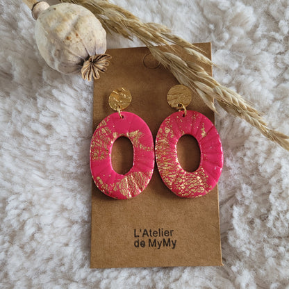 Boucles argile polymère | Ovale Rose & Or