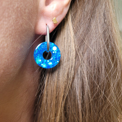 Boucles en résine | Donuts Bleu Fluo