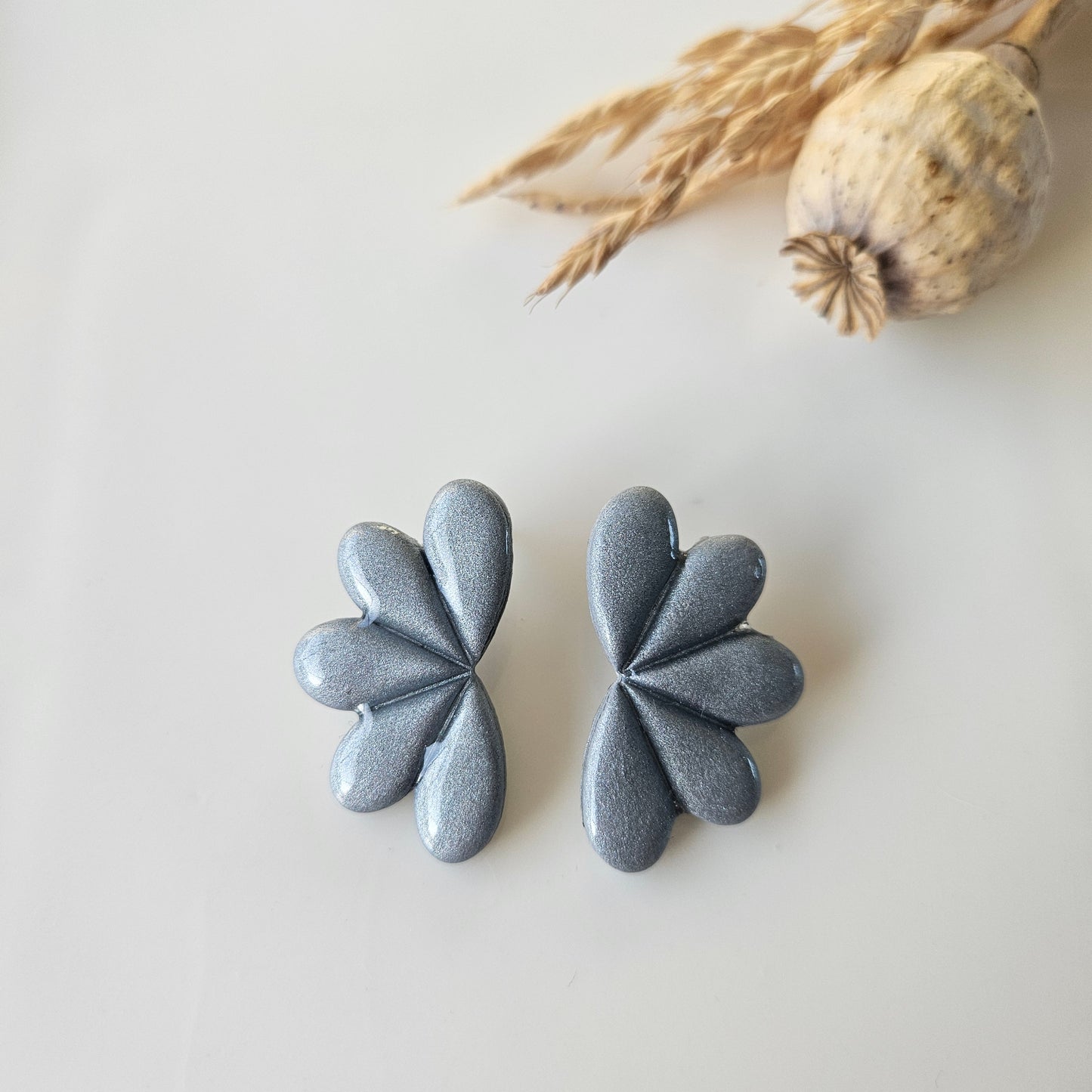 Boucles argile polymère | Céleste Gris