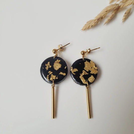Boucles argile polymère | Cosmo Noir pailletée