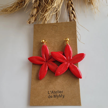 Boucles argile polymère | Fleurs de Tiaré - L'Atelier de MyMy