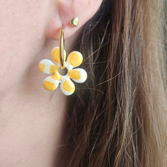 Boucles argile polymère | Pampilles Blanc et Or