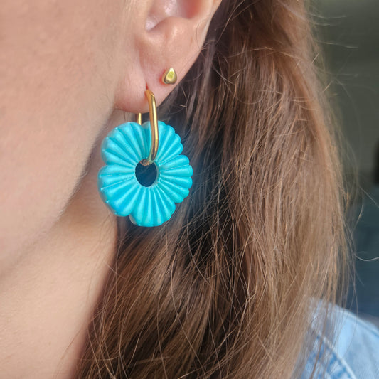 Boucles argile polymère | FloWer Bleu Lagon