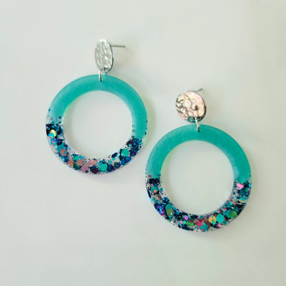 Boucles en résine | Cosmos Turquoise