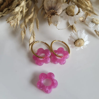 Boucles en résine | Fleurs Nacrées Rose - L'Atelier de MyMy