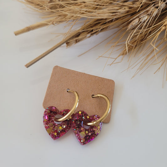 .Boucles en résine | Petit Coeur Rose