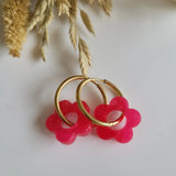 Boucles en résine | Fleurs Nacrées Rouge