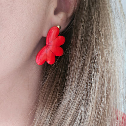 Boucles argile polymère | Céleste Rouge