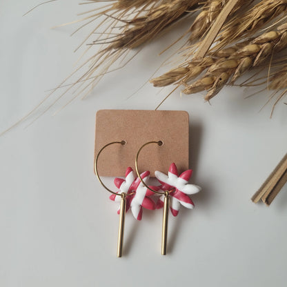 Boucles argile polymère | Pampilles Étoilées Rose & Blanc - L'Atelier de MyMy