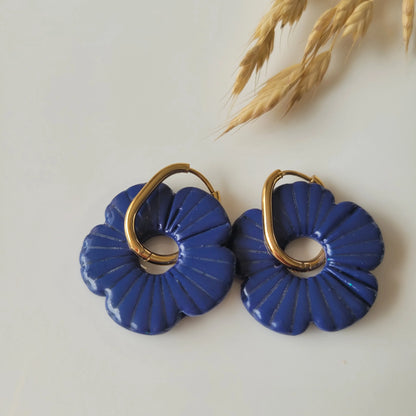 Boucles argile polymère | FloWer Bleu - L'Atelier de MyMy