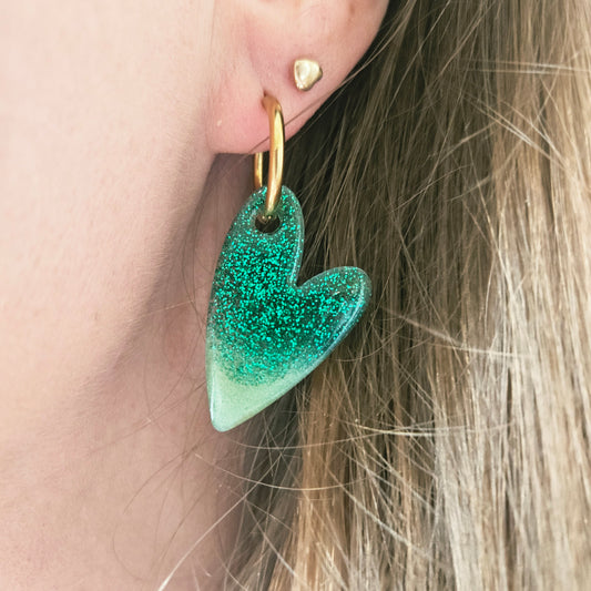 Boucles en résine | Coeur Vert